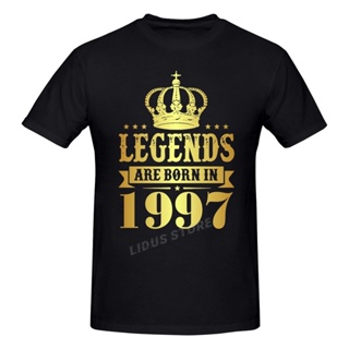 เสื้อยืดผู้หญิง Legends เกิดในปี 1997 เป็นเวลา 25 ปี 25 ปี ของขวัญวันเกิด 25 ปี เสื้อยืดแขนสั้น Harajuku เสื้อยืดแขนสั้น