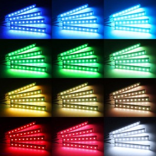 สายไฟ LED รถยนต์ กันน้ำ 4 ชิ้น พร้อมรีโมทคอนโทรลไร้สาย Lightจัดส่งทันที