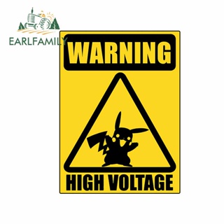 Earlfamily สติกเกอร์ไวนิล กันน้ํา ลายอนิเมะ Warning Hign Voltage 13 ซม. x 9.6 ซม. สําหรับตกแต่งรถยนต์