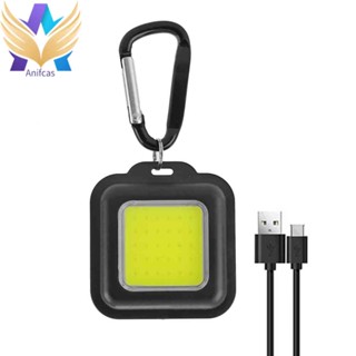 พวงกุญแจไฟฉุกเฉิน LED COB แบบพกพา ชาร์จ USB สําหรับตั้งแคมป์