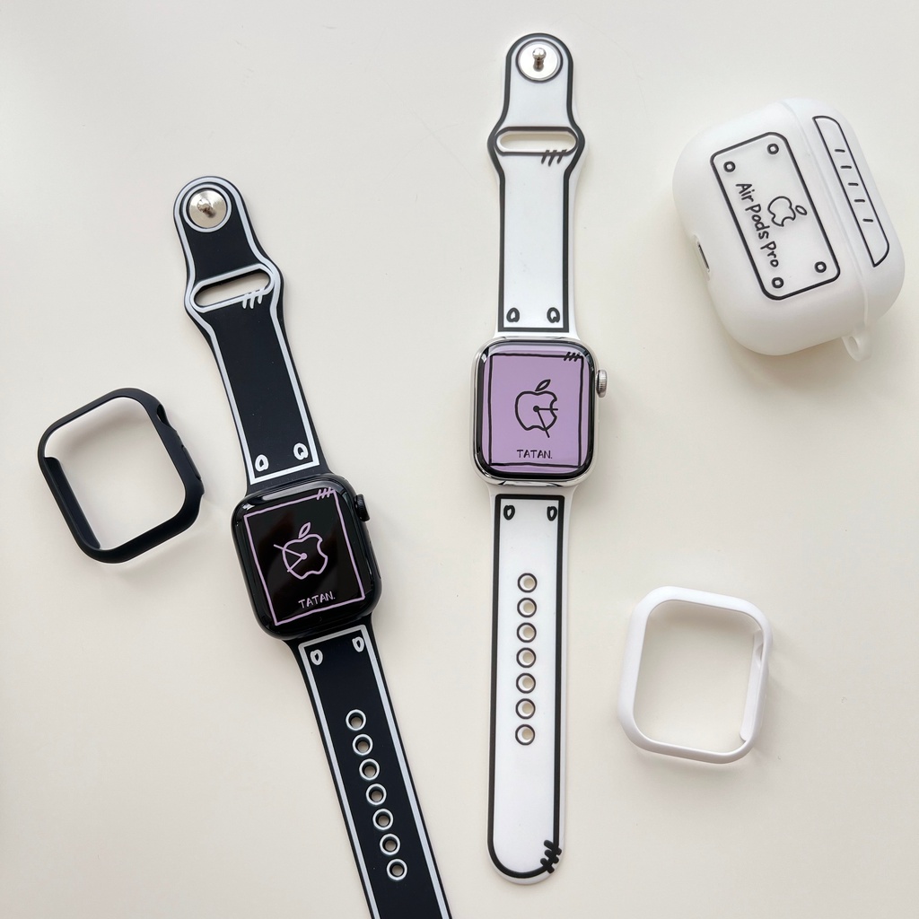 สายนาฬิกาข้อมือซิลิโคน-ลายการ์ตูนกราฟฟิตี้-สําหรับ-iwatch-series-8-7-6-se-5-4-3-2-1-41-มม-45-มม-44-มม-40-มม-38-มม-49-มม-42-มม