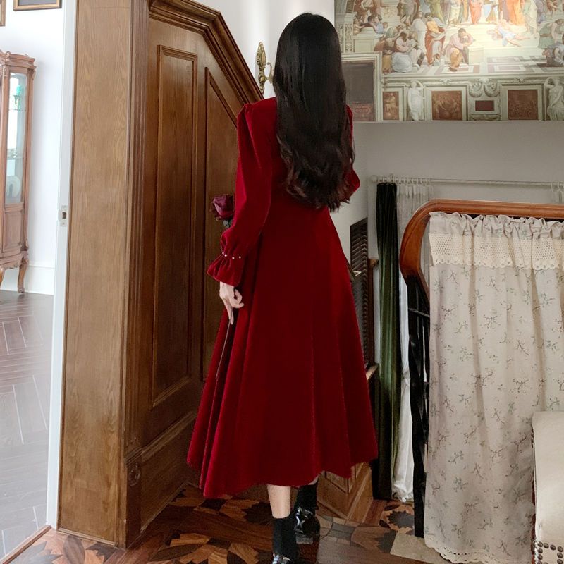 hot-sale-large-size-womens-cheongsam-toast-dressเจ้าสาวหมั้นชุดราตรีกระโปรงผู้หญิงกำมะหยี่สีแดงชุดหรูหรา