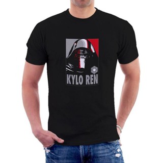 เสื้อยืดสีขาวผู้ชาย เสื้อวินเทจผญ เสื้อยืดคอกลมแขนสั้นพิมพ์ลาย Star Wars Kylo Ren เสื้อยืดผู้หญิง