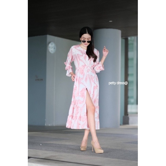 pettydress-long-sleeve-maxi-shirt-dress-ลายดอก-สีสัน-สดใส