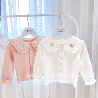 [Babycat] พร้อมส่ง ขายดี เสื้อคาร์ดิแกนแขนยาว ผ้าฝ้ายแท้ สไตล์เกาหลี ญี่ปุ่น ฤดูใบไม้ร่วง สําหรับเด็กผู้หญิง