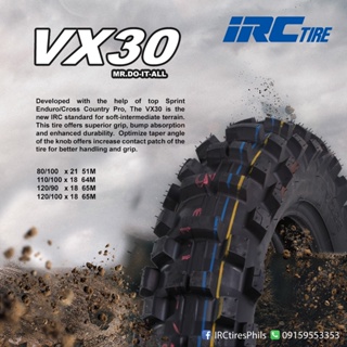[ยางปี22] IRC : VX30 มีทุกขนาด ยาง Enduro ยางวิบาก ยางมอเตอร์ไซค์แบบใช้ยางใน คุณภาพดี ราคาถูก