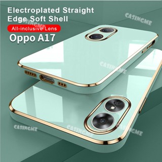 เคสโทรศัพท์มือถือ ซิลิโคนนิ่ม ชุบ 6D กันกระแทก หรูหรา สําหรับ OPPO A17 A17 A77s A57 A77 4G 2022 5G