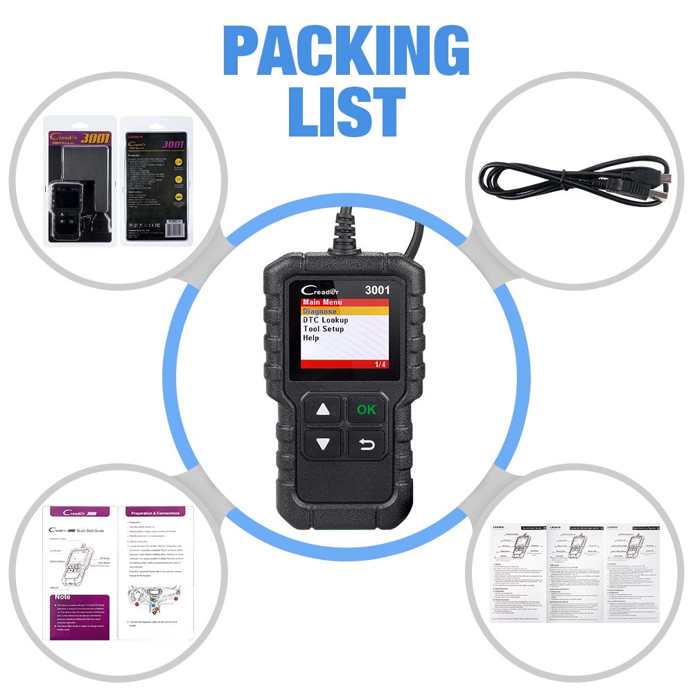LAUNCH CR3001 V2.0 USB update Code Reader OBDII/EOBD เครื่องมือวินิจฉัย ...