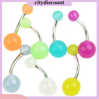 &lt;citydiscount&gt; จิวเจาะร่างกาย สะดือ บาร์ แหวน เรืองแสงในที่มืด สําหรับผู้หญิง 7 ชิ้น