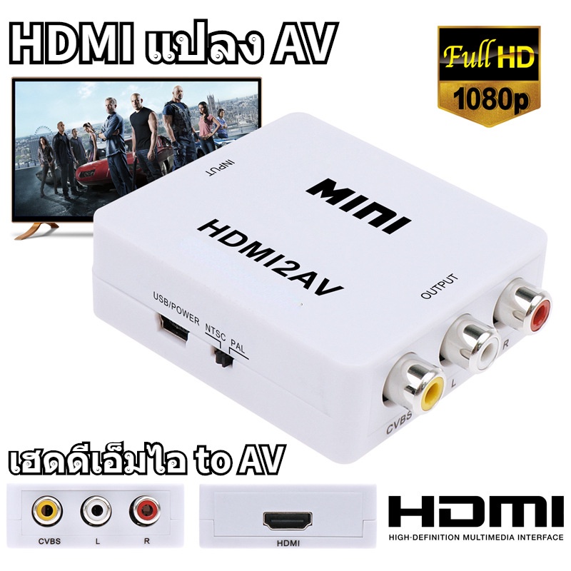 ภาพหน้าปกสินค้าHDMI to AV Converter (1080P) แปลงสัญญาณวิดีโอจาก HDMI เป็น AV สำหรับทีวี/จอภาพ(สีขาว) จากร้าน bank_thb บน Shopee