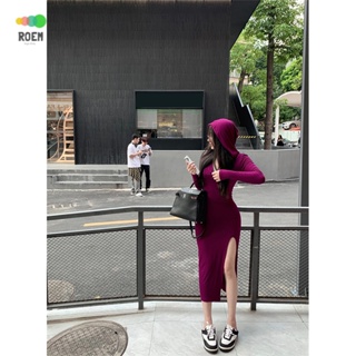 Nini Autumn New Product · 2022 new sexy hooded slimming dress close-fitting long-sleeved split hip-covered dress for children temperament long