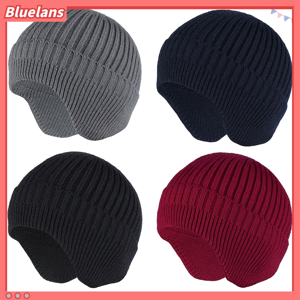 bluelans-หมวกไหมพรมถัก-ปิดหู-สีพื้น-เหมาะกับฤดูหนาว-กลางแจ้ง-สําหรับผู้หญิง-และผู้ชาย