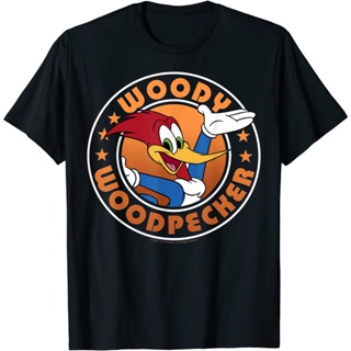 Adult Woody Woodpecker Circle Text Portrait T-Shirt -
