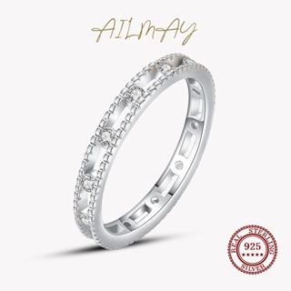 Ailmay แหวนเงินแท้ 925 สไตล์มินิมอล วางซ้อนกันได้ เครื่องประดับแฟชั่นสตรี งานแต่งงาน ปาร์ตี้