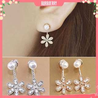 Sale ต่างหูกระดุมมุกดอกไม้ Rhinestone ป้องกันสนิมสําหรับผู้หญิง