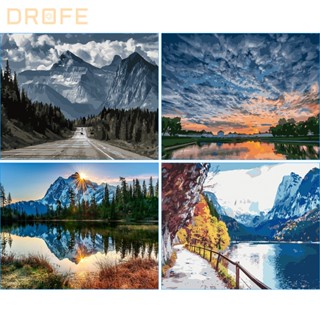 Drofe 【40*50 ซม. ไม่มีกรอบ】ภาพวาดสีน้ํามันบนผ้าใบ ตามตัวเลข รูปทิวทัศน์ป่า ขนาด 40x50 ซม. DIY