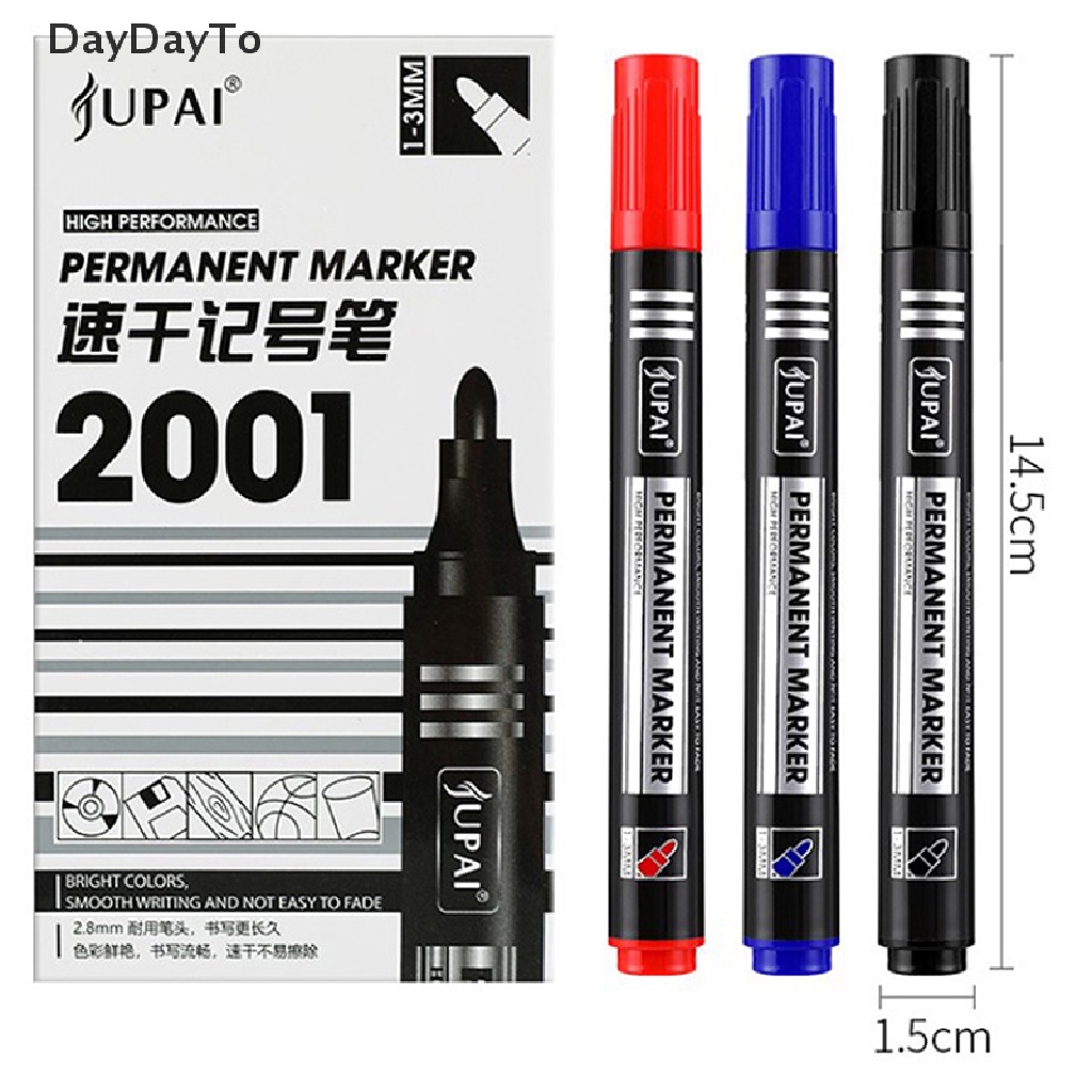 daydayto-ปากกามาร์กเกอร์-ปลายคู่-2-8-มม-กันน้ํา-สีดํา-น้ําเงิน-แดง-สําหรับโรงเรียน-สํานักงาน-เครื่องเขียน