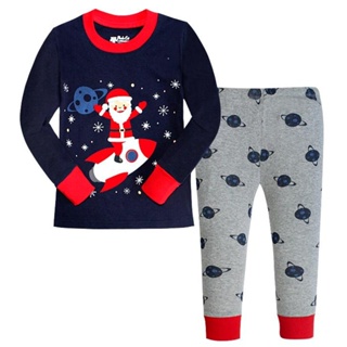 LBLP-875 ชุดนอนเด็กลายคริสต์มาส ซานตาคลอส Santa แขนยาวขายาวผ้าบางนิ่ม Size-90 (1-2Y) 🚗พร้อมส่งด่วนจาก กทม.🇹🇭