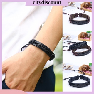 &lt;citydiscount&gt;  เครื่องประดับสายรัดข้อมือสร้อยข้อมือหนังเชือกถักสามารถปรับได้