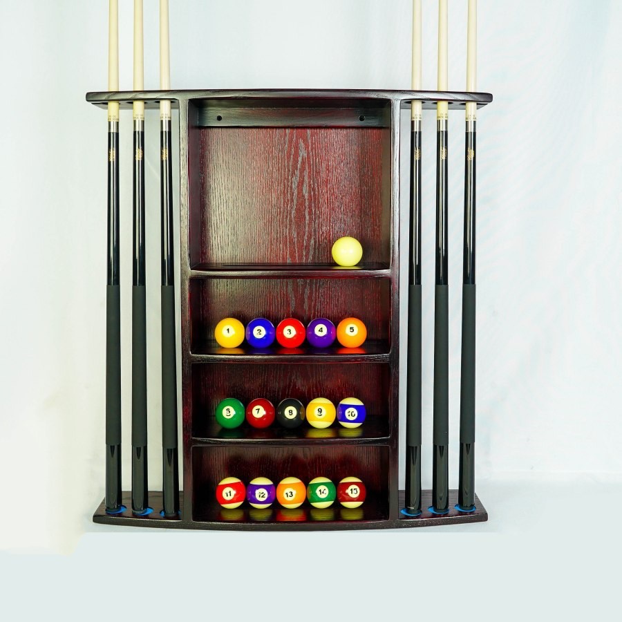 Diamond Cue Rack with Shelves-Cherry Stain | Shopee Thailand