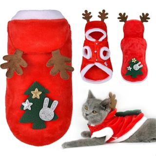 [Choo] เสื้อผ้าสัตว์เลี้ยง เสื้อโค้ท ผ้ากํามะหยี่ ลายคริสต์มาส ขนาดเล็ก สําหรับสุนัข แมว