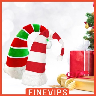 [Finevips] หมวกซานตาคลอส ยาว ลายทาง อบอุ่น สําหรับการแสดงบนเวที คริสต์มาส