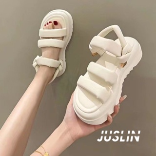 JUSLIN  รองเท้าแตะผู้หญิง ความสูง แฟชั่นสไตล์เกาหลี แฟชั่น 2022 NEW ทันสมัย สวยงาม ทันสมัย สไตล์เกาหลี JU220283 37Z230910