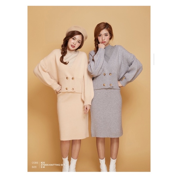 coat-over-สินค้าใหม่-aymes-knitting-set-แฟชั่นเกาหลี-โค้ดโอเวอร์-แฟชั่นกันหนาว-เสื้อไหมพรม-เซทไหมพรม-knitting