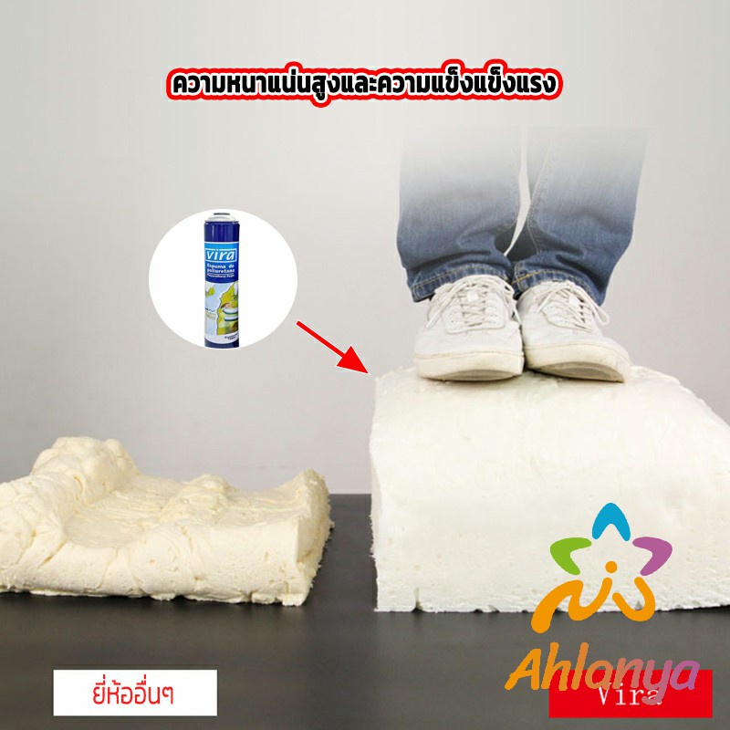 ahlanya-750ml-vira-โฟมโพลียูรีเทน-โฟมกาว-กาวโพลียูรีเทน-pu-โฟม-กาวติดประตูและหน้าต่าง-foam-สเปรย์โฟมอุดรอยรั่ว