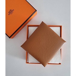 (ผ่อน0%) กระเป๋าใส่บัตร ใส่เหรียญ New Hermes Bastia coin purse หนังแท้สีน้ำตาล