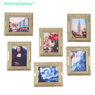 Amongspring&gt; กรอบน้ํามันจิ๋ว 1:12 สําหรับตกแต่งบ้านตุ๊กตา DIY