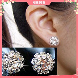 Sale ต่างหูแบบติดหูรูปดอกไม้ประดับ Rhinestone 1 คู่สําหรับผู้หญิง