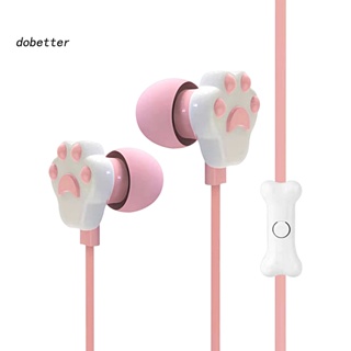 &lt;Dobetter&gt; อุปกรณ์เสริมหูฟัง รูปอุ้งเท้าแมวน่ารัก ตัดเสียงรบกวน 3.5 มม. พร้อมไมโครโฟน ความเที่ยงตรงสูง สําหรับเล่นกีฬา