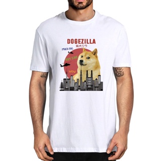 เสื้อยืดถูกๆ ผ้าฝ้าย 100% Dogezilla ตลก Doge Mem Shiba Inu สุนัขซันเซ็ทวินเทจฤดูร้อนผู้ชายแปลกใหม่เสื้อยืดผู้หญิงลําลองฮ
