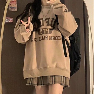 สินค้า OFFBLACK เสื้อกันหนาว เสื้อแขนยาว เสื้อกันหนาว ผู้หญิง 2022สินค้ามาใหม่ วินเทจ  Oversize เกาหลี ใส่สบายๆ ทรงหลวม สไตล์สปอร์ต 22091504