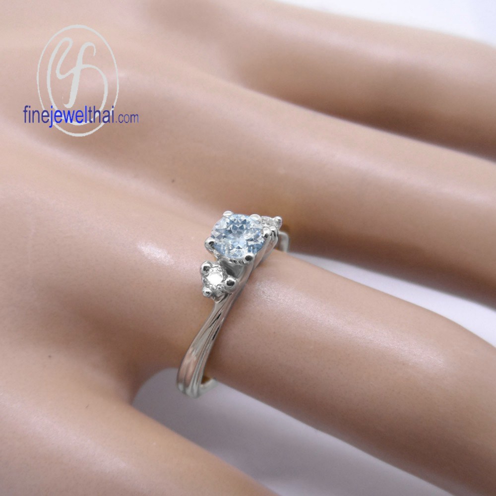 finejewelthai-แหวนอะความารีน-แหวนเงินแท้-แหวนพลอยแท้-aqamarine-silver-ring-birthstone-r1292aq-เลือกสีตัวเรือนได้