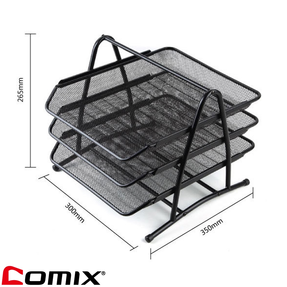 comix-b2163-metal-mesh-three-layer-file-tray3-ชั้นวางเอกสาร-3-ชั้น-ชั้นเหล็ก-อุปกรณ์-สำนักงาน