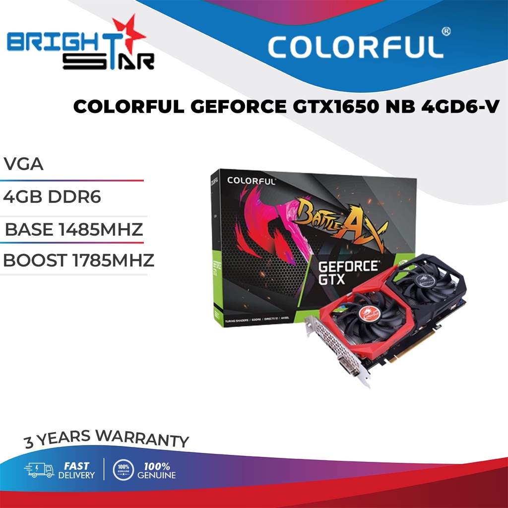 การ์ดจอ GeForce GTX 1650 NB 4GD6-V สีสันสดใส | Shopee Thailand