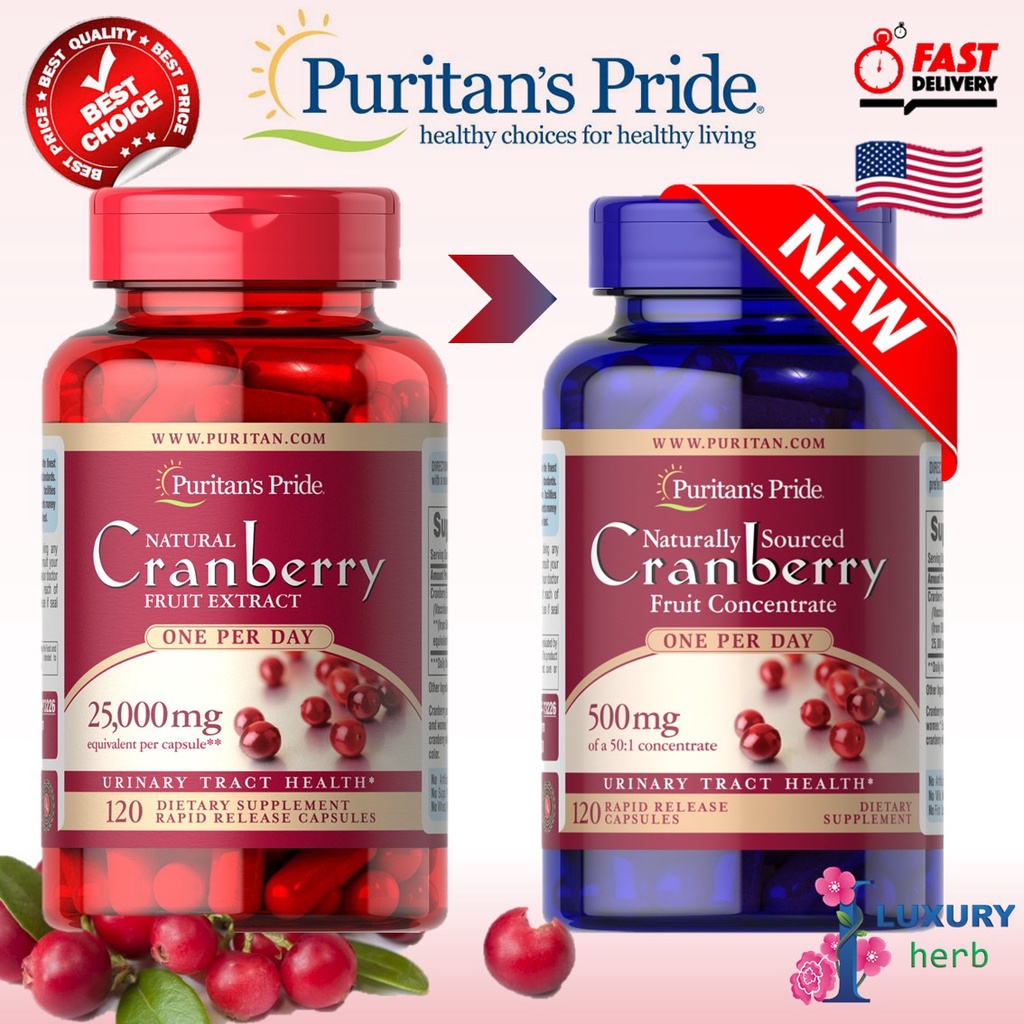 ภาพหน้าปกสินค้าCranberry Fruit Extract 25000mg/120 Capsules Urinary Tract Health Puritans Pride จากร้าน iluxuryherb บน Shopee