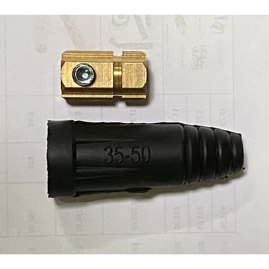 ข้อต่อสายเชื่อมกลางทางยูโรสีดำ-35-50-connector-ใช้สำหรับต่อพ่วงเพื่อเพิ่มระยะของสายเชื่อม-สามารถใช้กับตู้เชื่อมทุกยี่