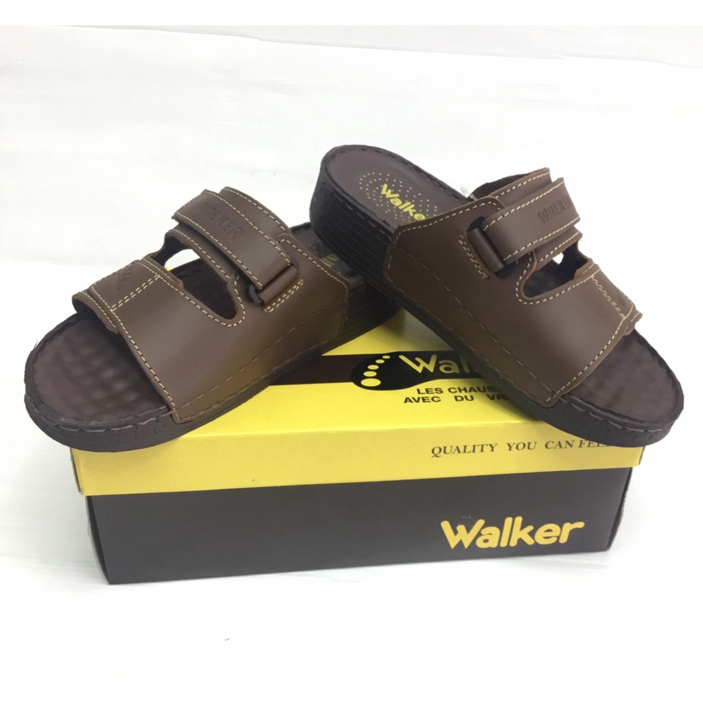 newwalkerใหม่รองเท้าแตะชายเย็บมือพื้นนุ่มหนังแท้100-รุ่นwb723สีดำและน้ำตาล-3-18-3-19-ใส่ไม่ได้เปลี่ยนได้สบายใจค่ะ