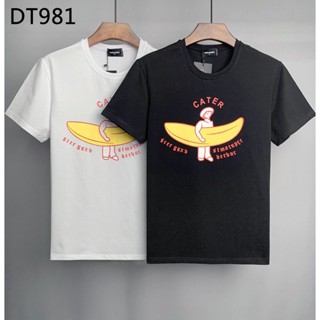 เสื้อคนอ้วน ฤดูร้อน DSQUARED2 ผู้หญิง / ผู้ชายผ้าฝ้ายบริสุทธิ์ตัวอักษรพิมพ์เสื้อยืดแขนสั้นคอโอคอสั้นในต่างประเทศเสื้อผ้า