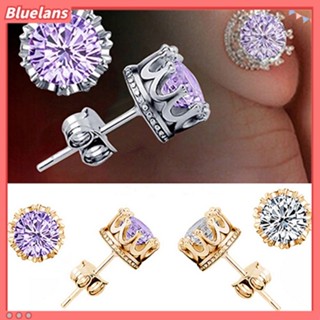 ต่างหูแบบติดหูแฟชั่นสตรีรูปทรงมงกุฎชุบเงินตกแต่ง Rhinestone ส่วนลด100 บาท โค้ด