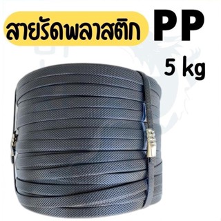 PP  สายรัดไฮเดน แพ๊คของ แพ็คกล่อง รัดเครื่อง สายรัดกล่อง สีดำ 1 มัดใหญ่ (น้ำหนัก 5 กก.) สีดำ ออกใบกำกับภาษีได้