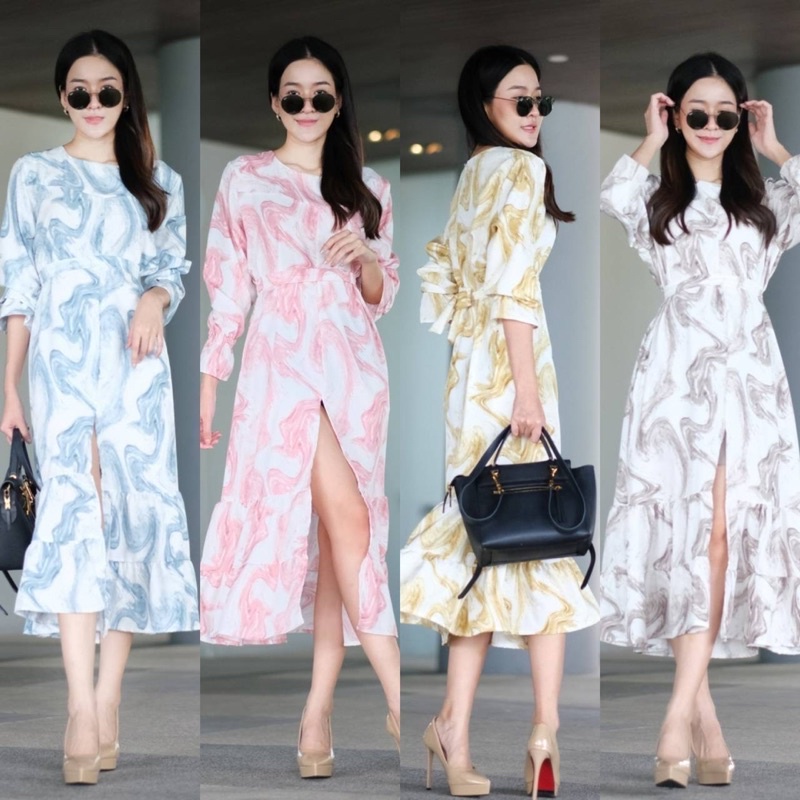 pettydress-long-sleeve-maxi-shirt-dress-ลายดอก-สีสัน-สดใส