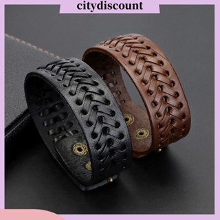 &lt;Citydiscount&gt; กําไลข้อมือหนังถัก สายรัดข้อมือ สไตล์วินเทจ สําหรับผู้ชาย