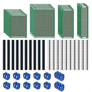 Top Deals 52PCS PCB Boards Kit Double Sided Universal Printed Circuit Board,Male/Female 40Pin Header Connector,2P&amp;amp;3P