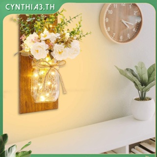 ดอกโบตั๋นกุหลาบแสงย้อนยุคไม้ขวดก่ออิฐโคมไฟติดผนังจำลองดอกไม้โคมไฟที่มีการควบคุมระยะไกล Cynthia