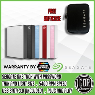 [แถม SOFT CASE ฟรี] SEAGATE HDD ONE TOUCH 1TB,2TB with password , USB3.0 External Hard Drive Portable [รับประกัน 3 ปี]