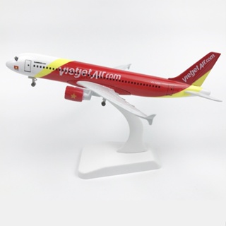 โมเดลเครื่องบินจําลอง Vietjet A320 20 ซม. พร้อมเกียร์ลงจอด ของเล่นสําหรับเด็ก